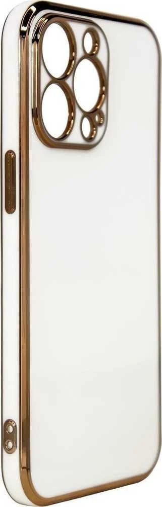 Hurtel Lighting dėklas skirtas Samsung Galaxy A13 5G, baltos spalvos su auksniu rėmeliu