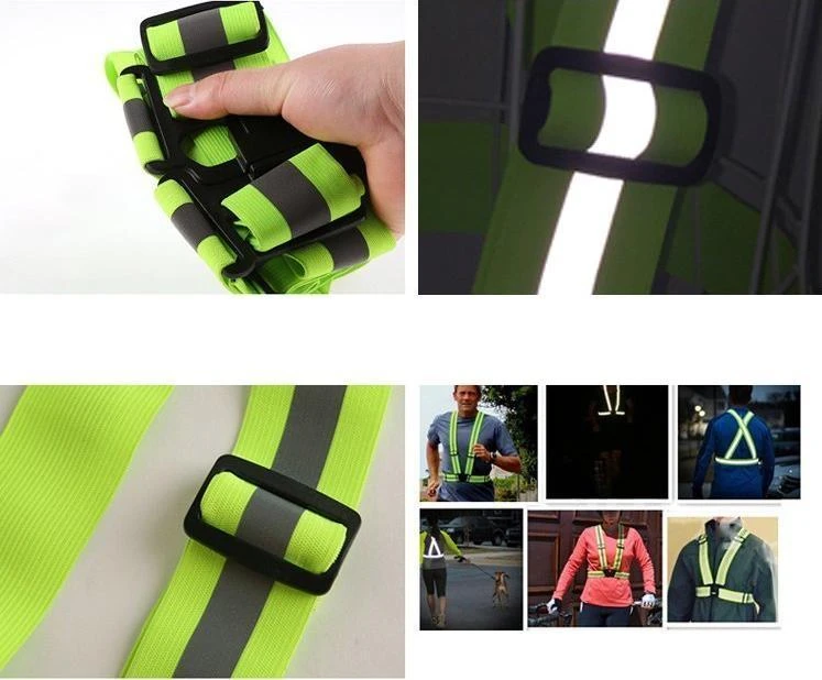Hurtel Reflective petnešos dviračiui motociklui bėgiojimui šviesą atspindinti liemenė oranžinė