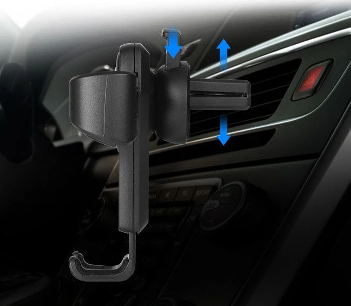 Hurtel Laikiklis automobilinis telefonui, skirtas gravitacijai ant ventiliacijos grotelių, automobilinis laikiklis H01 juodas