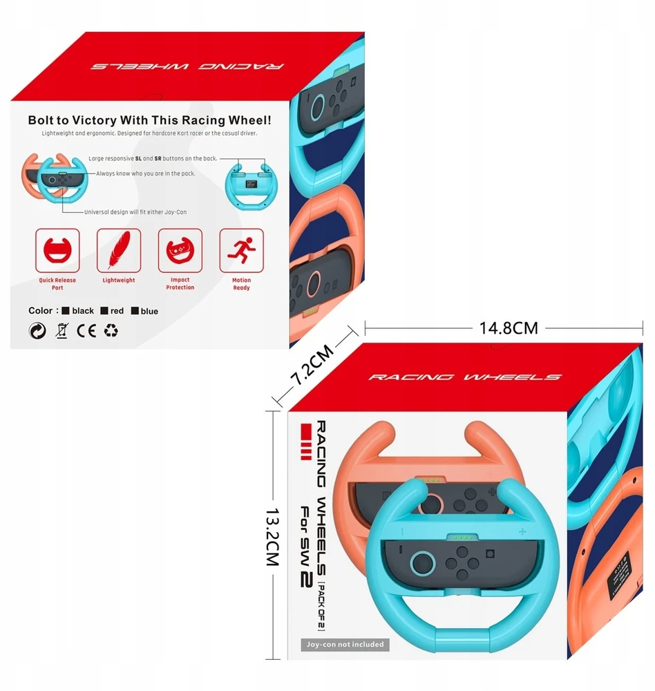 „Hurtel Nintendo Switch 2 Joy-Con“ lenktyninis vairas (2 vnt. pakuotė) – Juodas