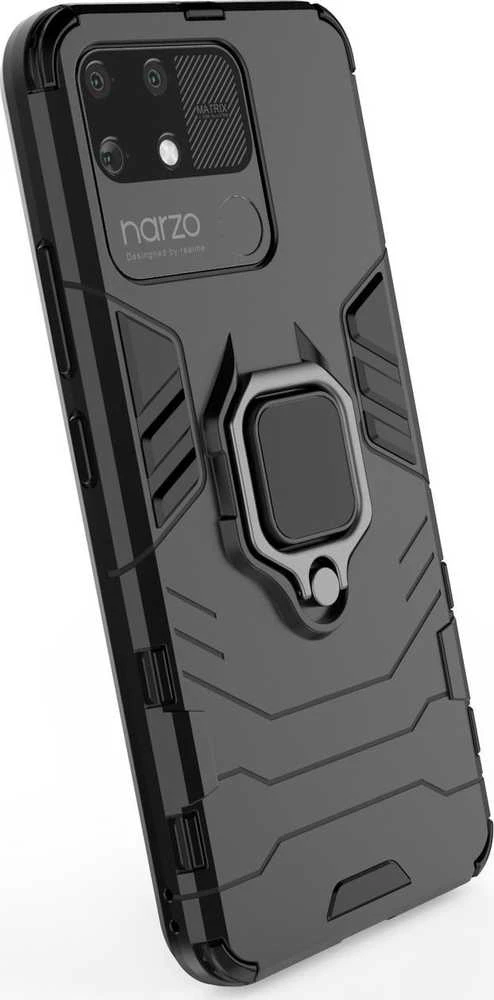 Hurtel Ring Armor hibridinis dėklas + magnetinis laikiklis skirtas Realme Narzo 50A, juodas