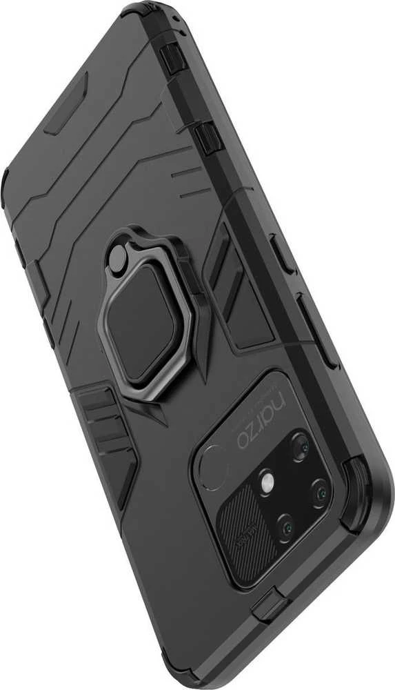 Hurtel Ring Armor hibridinis dėklas + magnetinis laikiklis skirtas Realme Narzo 50A, juodas