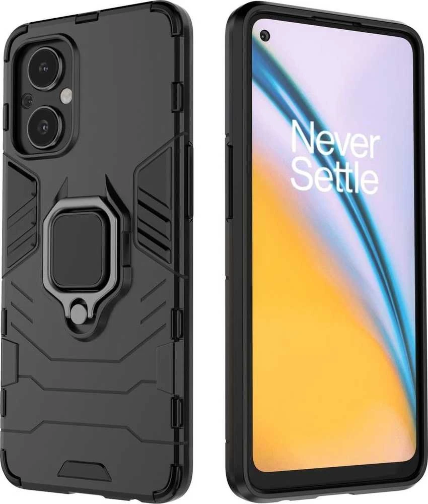 Hurtel Ring Armor hibridinis dėklas + magnetinis laikiklis skirtas OnePlus Nord N20 5G, juodas