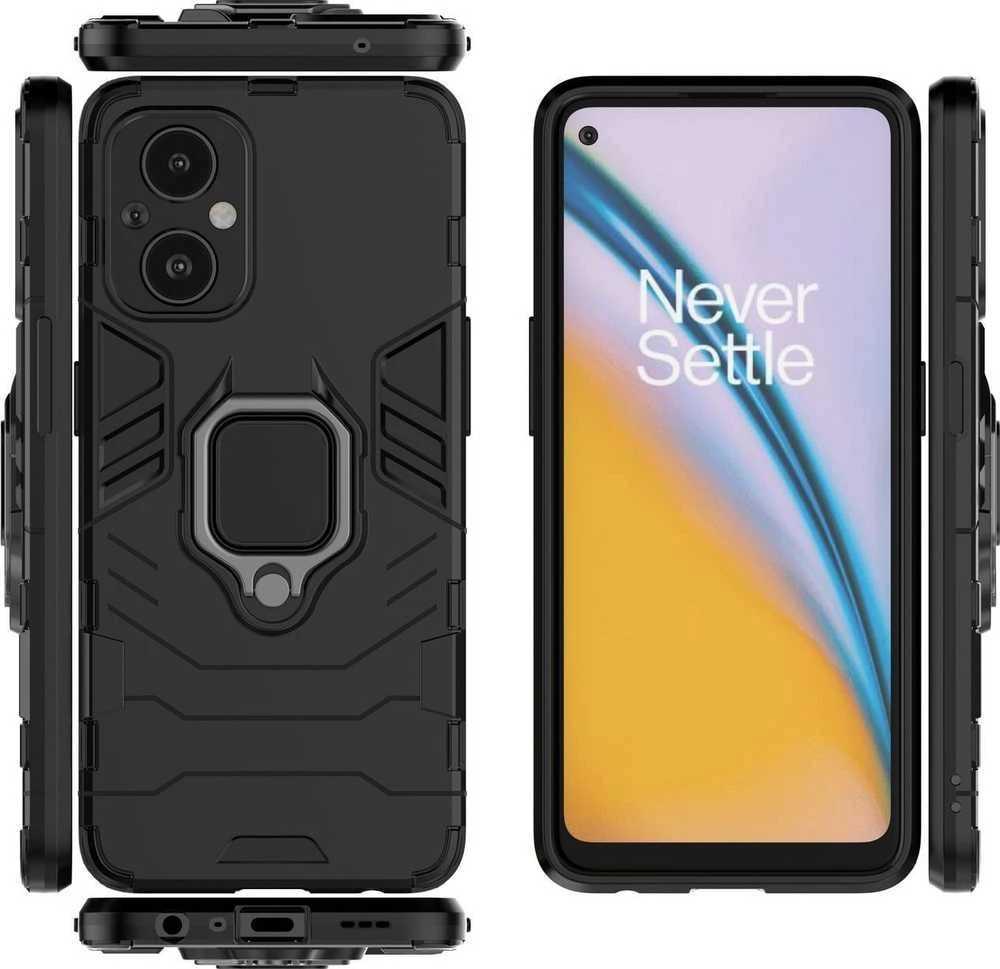 Hurtel Ring Armor hibridinis dėklas + magnetinis laikiklis skirtas OnePlus Nord N20 5G, juodas