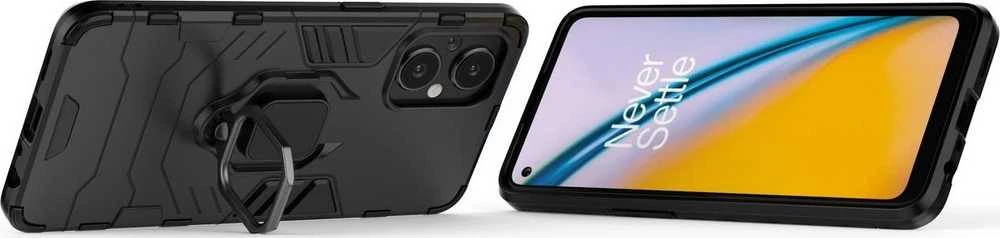 Hurtel Ring Armor hibridinis dėklas + magnetinis laikiklis skirtas OnePlus Nord N20 5G, juodas