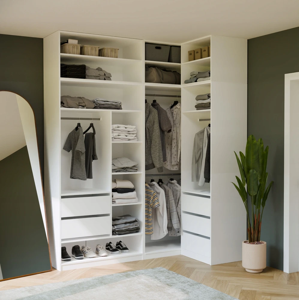 Top E Shop Hurtownia Mebli Didmeninė baldų parduotuvė NADSTAWKA 100 OPENO BALTA Lentyna drabužinei Modulinė 100 cm Miegamajam