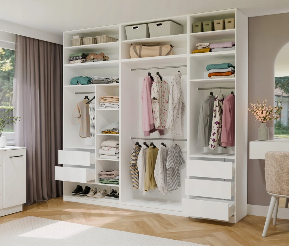 Top E Shop Hurtownia Mebli Didmeninė baldų parduotuvė NADSTAWKA 60 OPENO BALTA Lentyna Į Garderobą Modulinė 60 cm Miegamajam