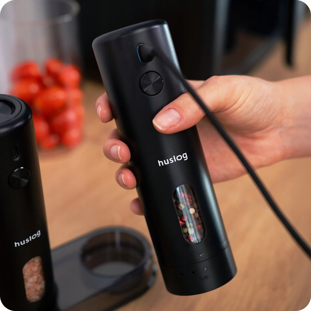 Huslog elektrinių malūnėlių rinkinys su USB įkrovimu