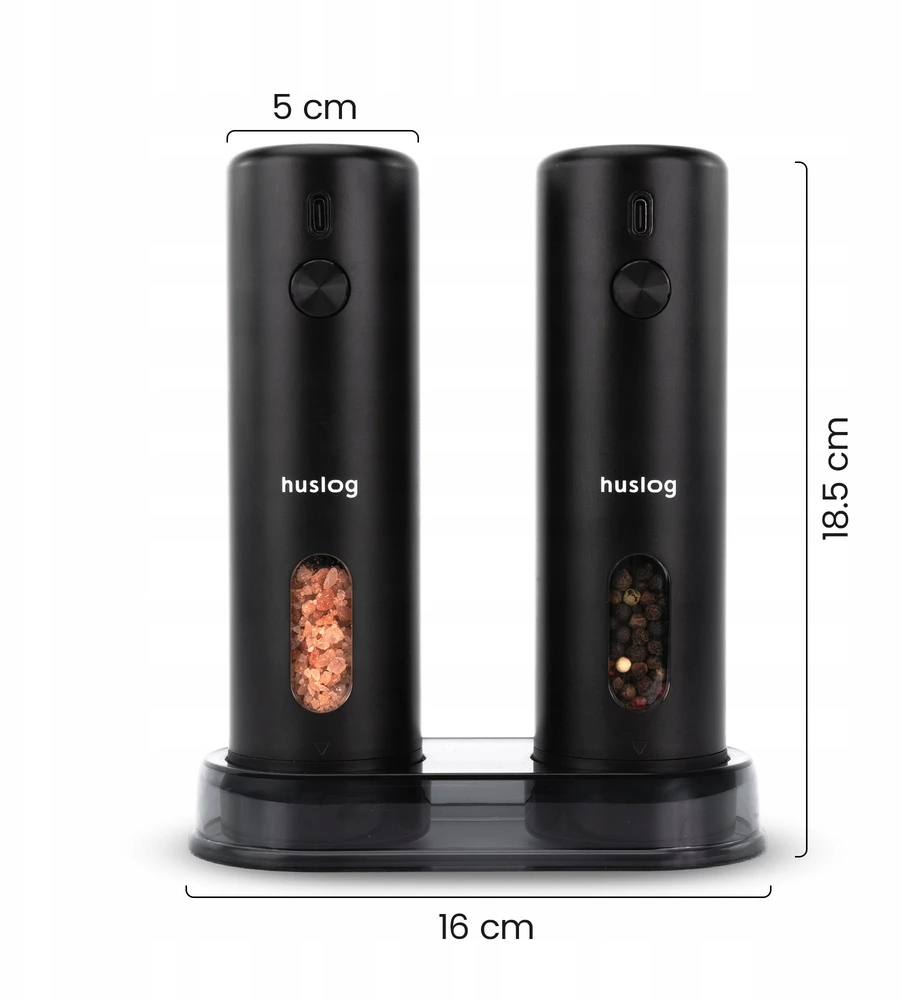 Huslog elektrinių malūnėlių rinkinys su USB įkrovimu