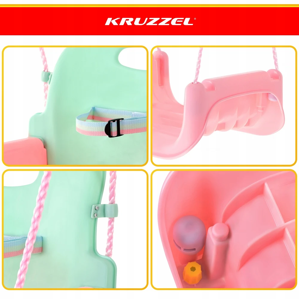 Kruzzel 3-in-1 pastel children's swing