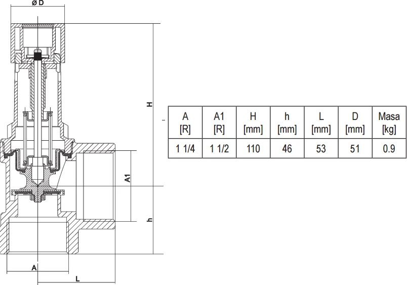 Syr ZAWÓR BEZPIECZ 1915 G5/4" 3BAR 350KW