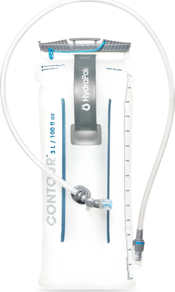 „HydraPak Contour“ (3 l talpos hidratacijos rezervuaras) – žemo profilio vandens pūslė, tinkanti daugumai hidratacijos kuprinių – didelio srauto įkandimo vožtuvas, nepralaidus, visiškai apverčiamas
