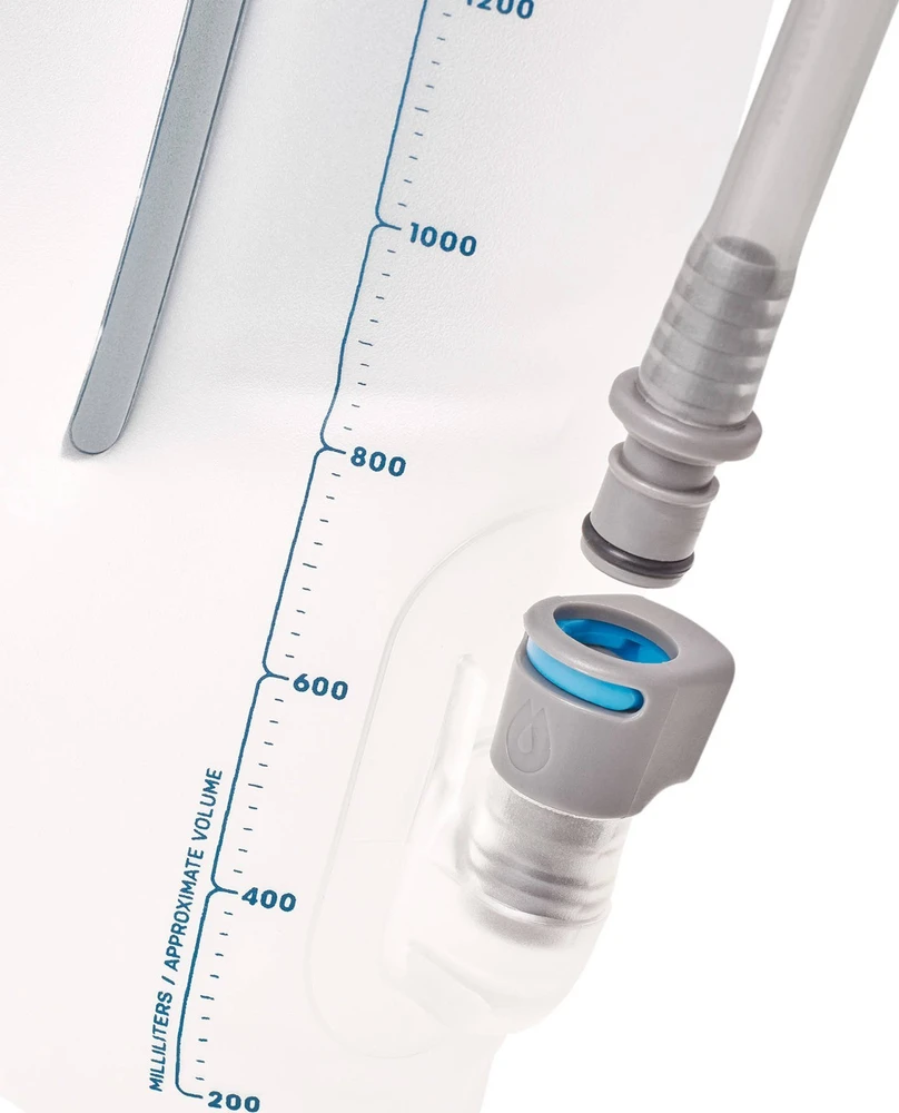 „HydraPak Contour“ (3 l talpos hidratacijos rezervuaras) – žemo profilio vandens pūslė, tinkanti daugumai hidratacijos kuprinių – didelio srauto įkandimo vožtuvas, nepralaidus, visiškai apverčiamas