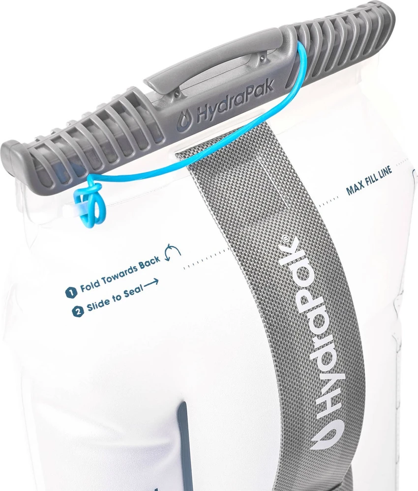 „HydraPak Contour“ (3 l talpos hidratacijos rezervuaras) – žemo profilio vandens pūslė, tinkanti daugumai hidratacijos kuprinių – didelio srauto įkandimo vožtuvas, nepralaidus, visiškai apverčiamas