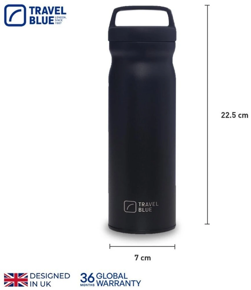Blue Hydro Flask Buteliukas termiczna Travel Mėlyna juoda
