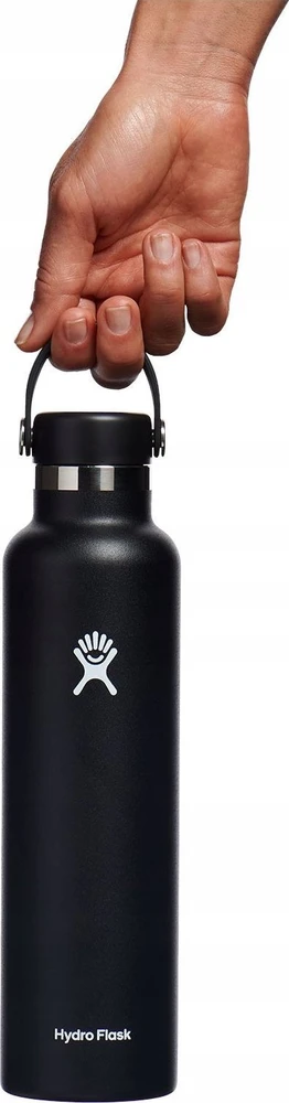 Gertuvė Hydro Flask Standard Mouth Flex šiaudelio formos vandens buteliukas, 700 ml – Juodas