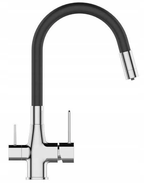 Hydroland GLAMOUR virtuvės maišytuvas. SU FILTRU CHROMAS / Juodas TEKĖJIMAS