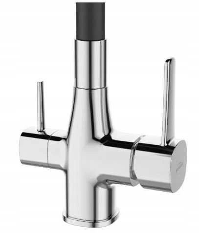Hydroland GLAMOUR virtuvės maišytuvas. SU FILTRU CHROMAS / Juodas TEKĖJIMAS