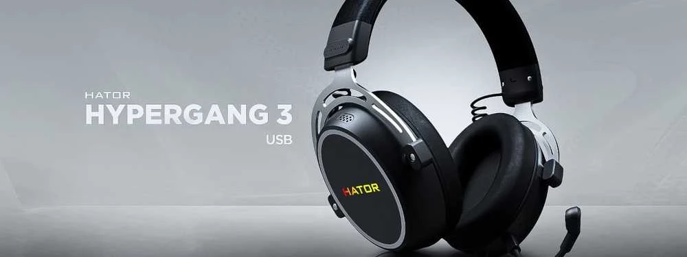 Hator Hypergang 3 ausinės su RGB apšvietimu