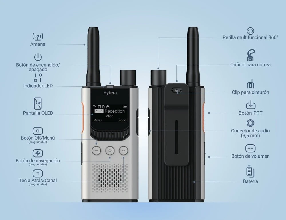 Nešiojamoji radijo stotis Hytera HYTERA Radijo DMR+analoginė HYT-S35, UHF 400-470 MHz, 2200 mAh, BT V 5.0, Balta