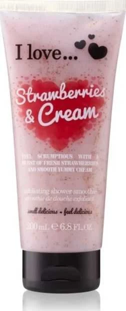 I Love Strawberries & Kreminis Exfoliating Dušo želė, 200 ml