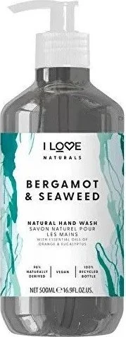 „I Love Naturals Collection“ skystas muilas rankoms su bergamočių ir jūros dumblių aromatu, 500 ml