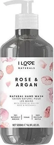 „I Love Naturals Collection“ skystas muilas rankoms su rožių ir argano skoniu, 500 ml