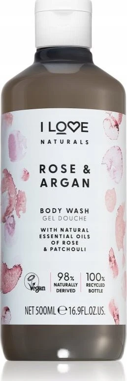 I Love Naturals Collection Vegan Hydrating Rose & Argan kūno prausiklis, 500 ml