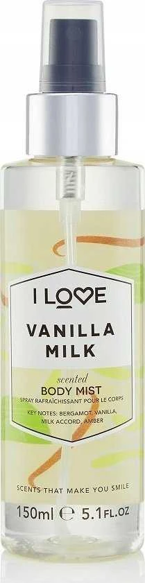 „I Love Signature Collection“ veganiškas purškiklis „Purškiklis“ vanilinis pienelis visam kūnui, 165 ml