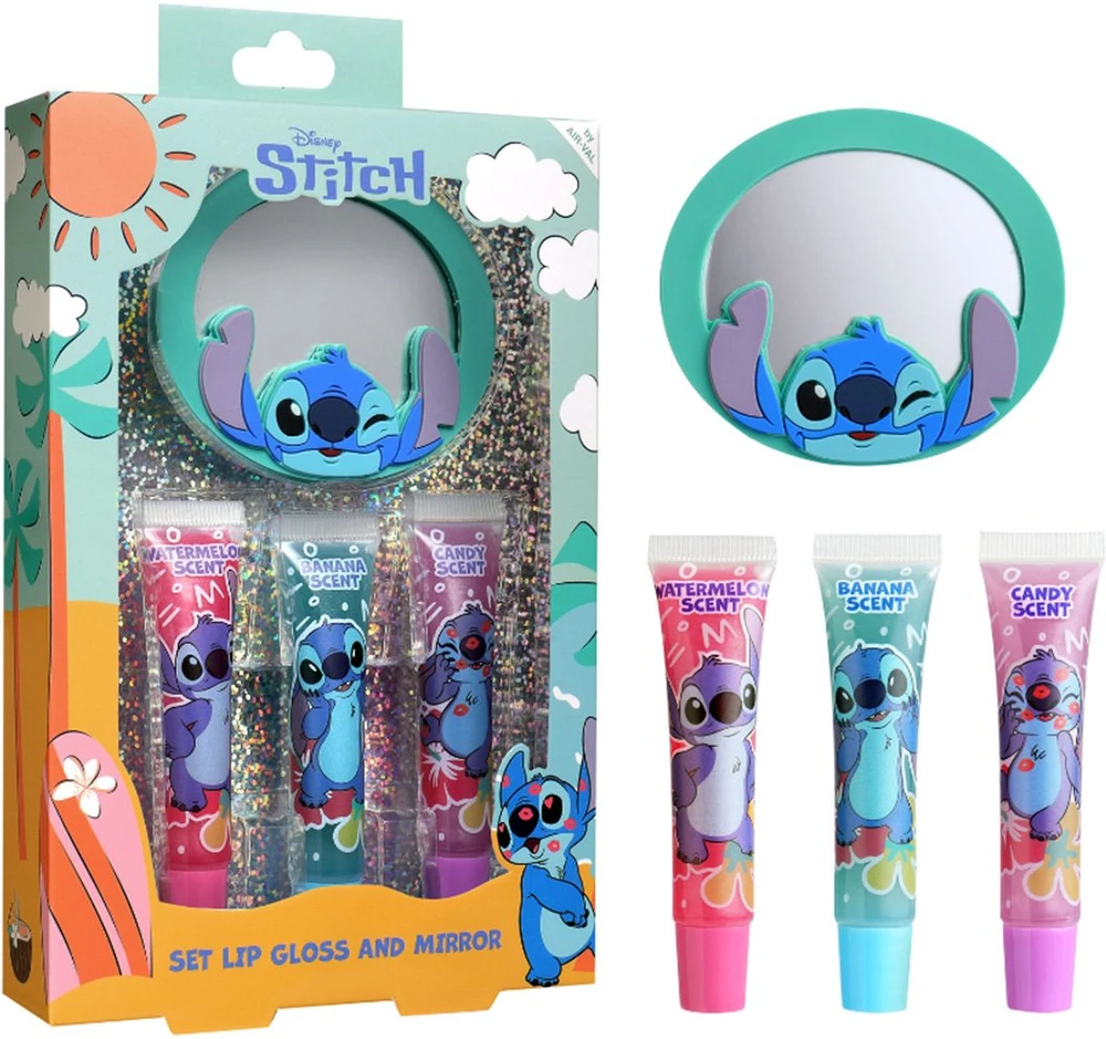 Disney Air-Val Stitch Lūpų blizgesio rinkinys su veidrodėliu
