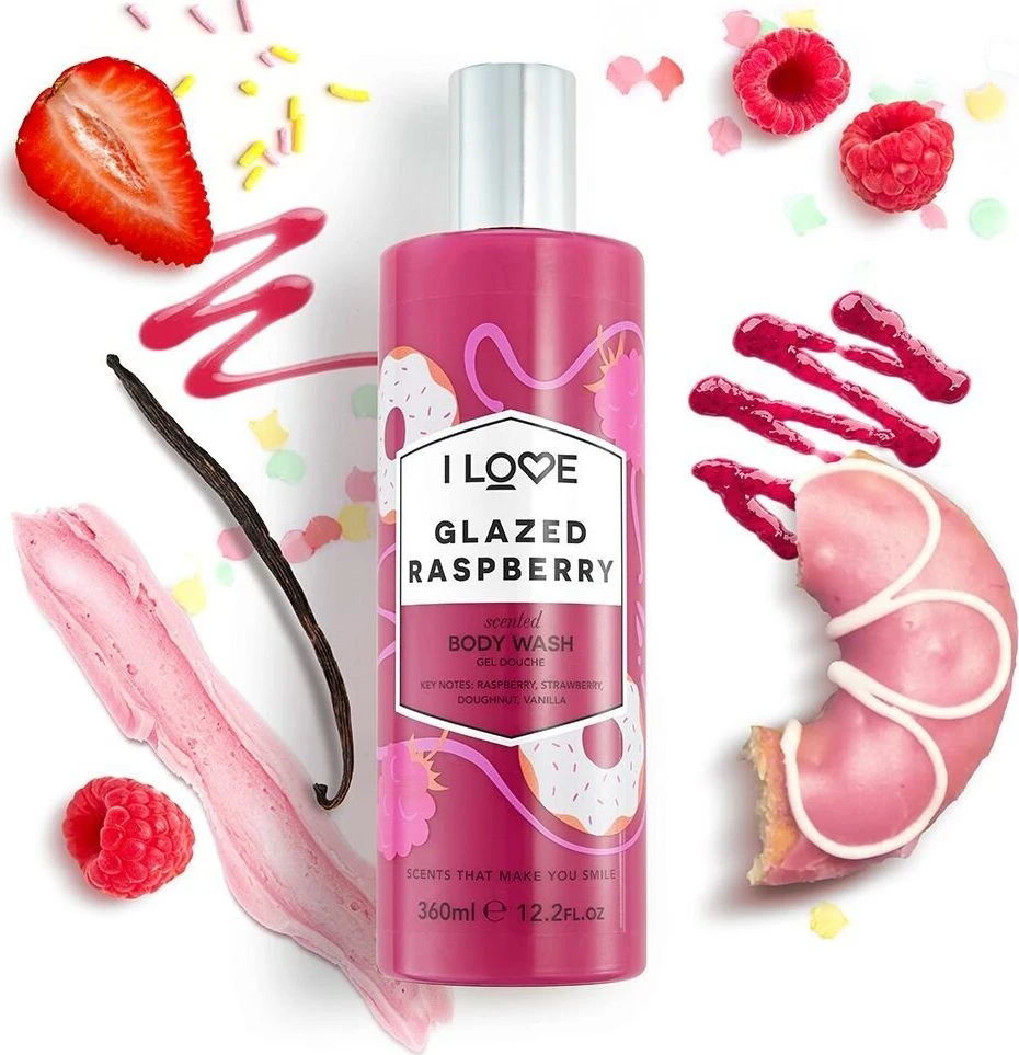 I Love I'LOVE GLAZED RASPBERRY kūno prausiklis, 350 ml
