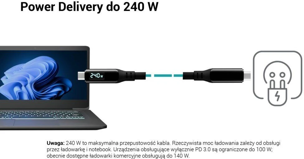 I-tec Thunderbolt 4 / USB4 Class Pro kabelis 240 W, 2x 4K/120 Hz, 40 Gbps, LCD, 150 cm