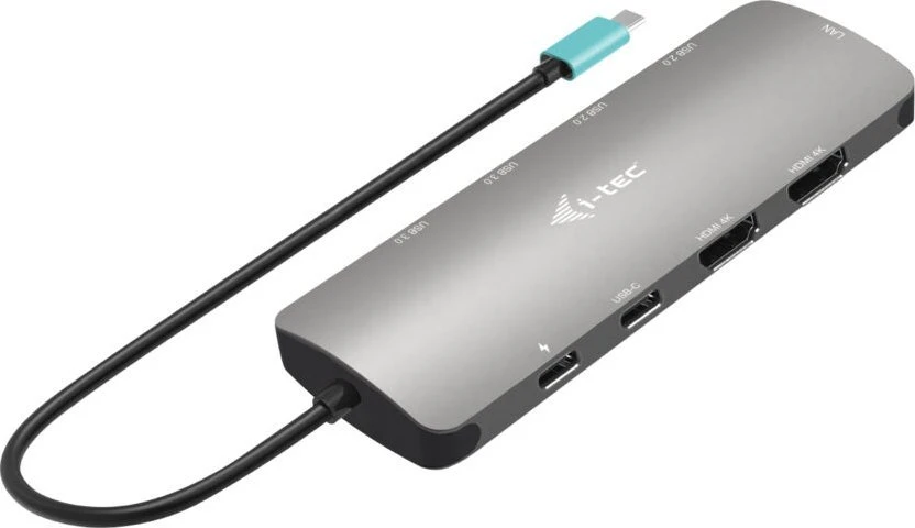 I-TEC USB-C metalinis nano dokas 2 x HDMI 1 x GLAN 2 x USB 3.2 2 x USB 2.0 1 x USB-C 3.2 Gen.1 duomenys 1 x USB-C 100 W PD + 100 W įkroviklis