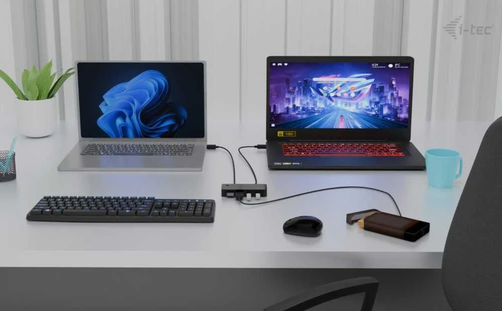 I-tec USB-C/USB-A Universalus KVM HUB 2x USB-C (5Gbps) + 2x USB-A 3.0 (5Gbps) USB-C Maitinimas 5V/3A-15W max (2x kabeliai 100cm)