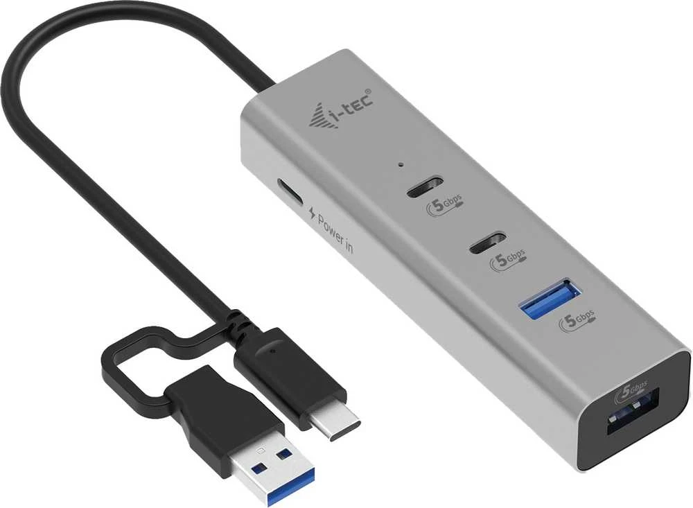 I-tec universalus įkrovimo metalinis HUB 2x USB-C + 2x USB-A prievadas, PD 85W