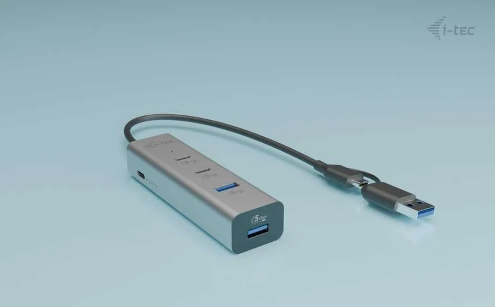 I-tec universalus įkrovimo metalinis HUB 2x USB-C + 2x USB-A prievadas, PD 85W