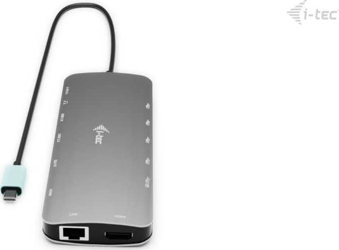 I-tec USB-C Metal Nano 3x Ekranas Docking Station 2x HDMI 1x USB-C video LAN Audio Skaitytuvas kart Maitinimas 140W + Įkroviklis 140W