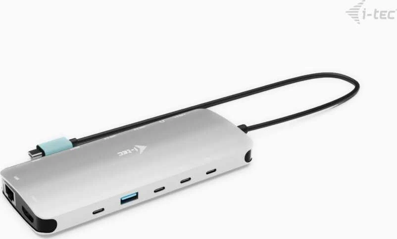 I-tec USB-C Metal Nano 3x Ekranas Docking Station 2x HDMI 1x USB-C video LAN Audio Skaitytuvas kart Maitinimas 140W + Įkroviklis 140W