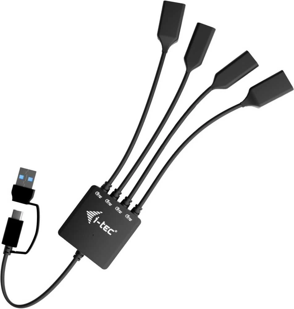 I-tec USB-C/USB-A kabelio šakotuvas, 4 prievadų (2x USB-C, 2x USB-A), iki 5 Gbps, lankstus kabelio šakotuvas, 60 g