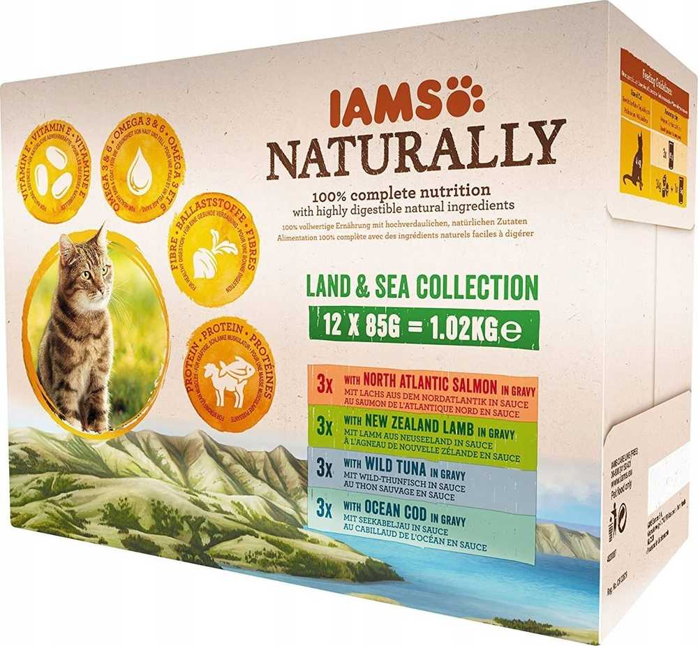 Eukanuba Drėgnas Kačių Maistas - Iams Naturally Suaugusiųjų Žemė Ir Jūra, Mėlyna