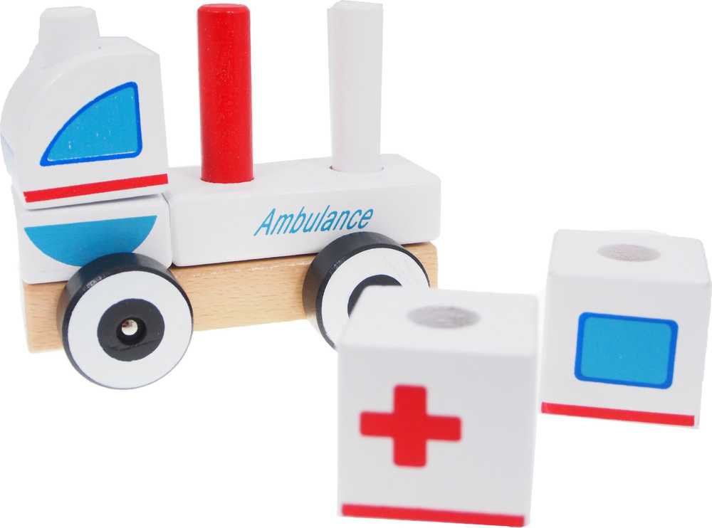 Medinis Žaislinis Automobilis - IBOX Greitosios Pagalbos Automobilis W05C012 Spalvingas