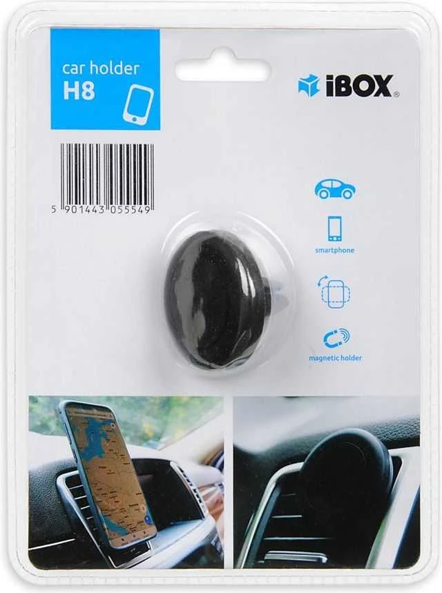 Telefono laikiklis - iBox H-8 Pasyvus Automobilinis Ventiliacijos Laikiklis išmaniesiems telefonams Juodas