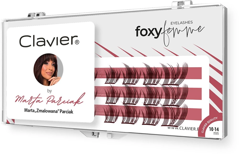 Ibra „Clavier Foxy Femme by Marta“ „Zmalowana“ blakstienų priauginimas – lapės akių efektas, 10–14 mm