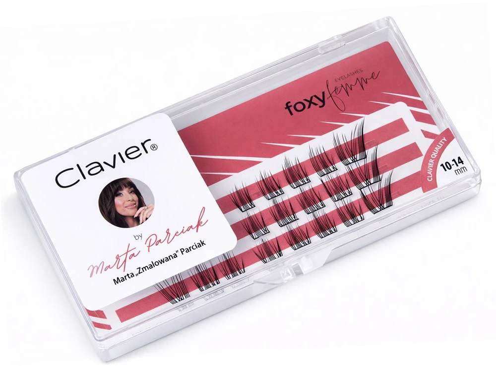 Ibra „Clavier Foxy Femme by Marta“ „Zmalowana“ blakstienų priauginimas – lapės akių efektas, 10–14 mm