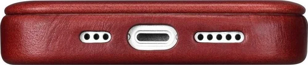 iCarer CE Oil Wax Premium Leather Apple iPhone 14 Plus Magnetic atverčiamas Leather MagSafe dėklas telefonui raudonos spalvos (AKI14220707-RD)