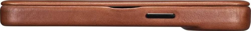 iCarer CE Oil Wax Premium Leather Apple iPhone 14 Plus magnetic atverčiamas MagSafe dėklas telefonui rudos spalvos (AKI14220707-BN)