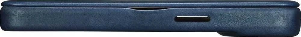 iCarer CE Oil Wax Premium Leather Apple iPhone 14 Plus magnetic atverčiamas MagSafe dėklas telefonui mėlynos spalvos (AKI14220707-BU)