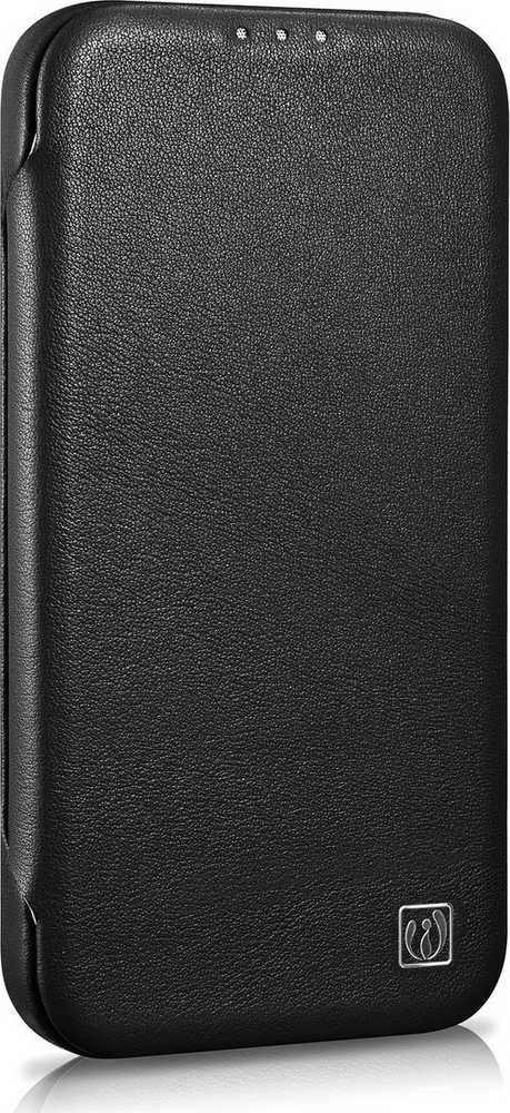iCarer CE Premium Leather Apple iPhone 14 Plus Magnetic atverčiamas Leather MagSafe dėklas telefonui juodos spalvos (WMI14220715-BK)