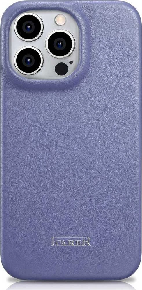 iCarer CE Premium Leather Apple iPhone 14 Pro Magnetic atverčiamas Leather MagSafe Light dėklas telefonui violetinės spalvos (WMI14220714-LP)