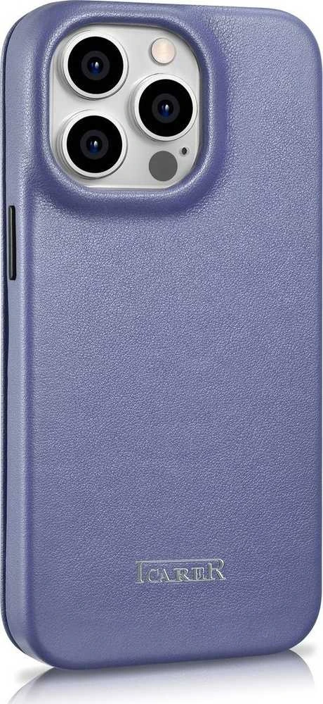 iCarer CE Premium Leather Apple iPhone 14 Pro Magnetic atverčiamas Leather MagSafe Light dėklas telefonui violetinės spalvos (WMI14220714-LP)